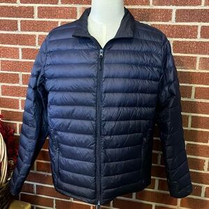 -Nordic Track Down Fill Navy Blue Puffer Jacket Men's Medium